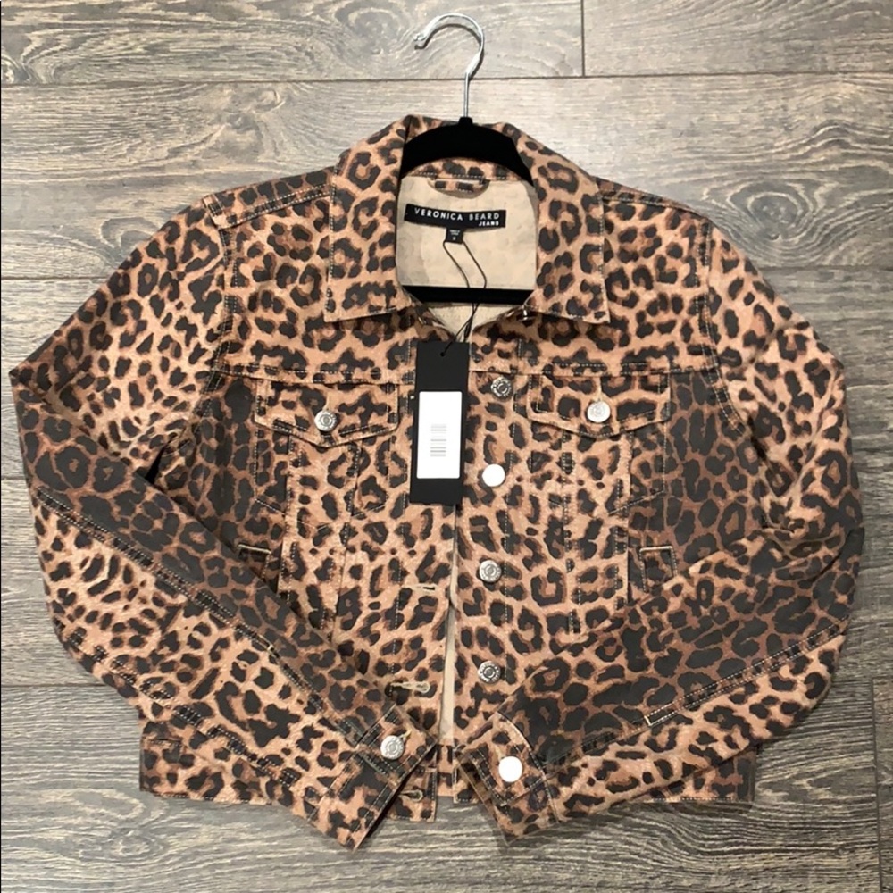 Veronica Beard leopard print denim jacket